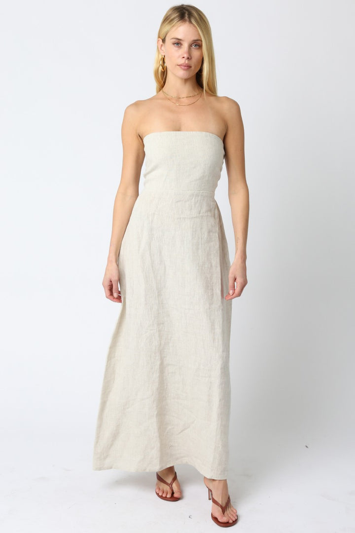 Linen Strapless Maxi Dress 產品圖