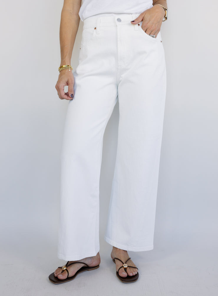 White High-Rise Wide-Leg Trousers 產品圖